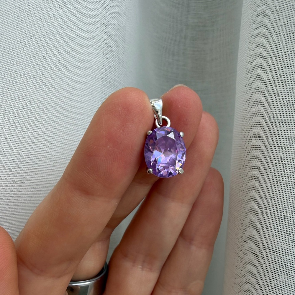 Oval Pendant Purple Gemstone 18KGP